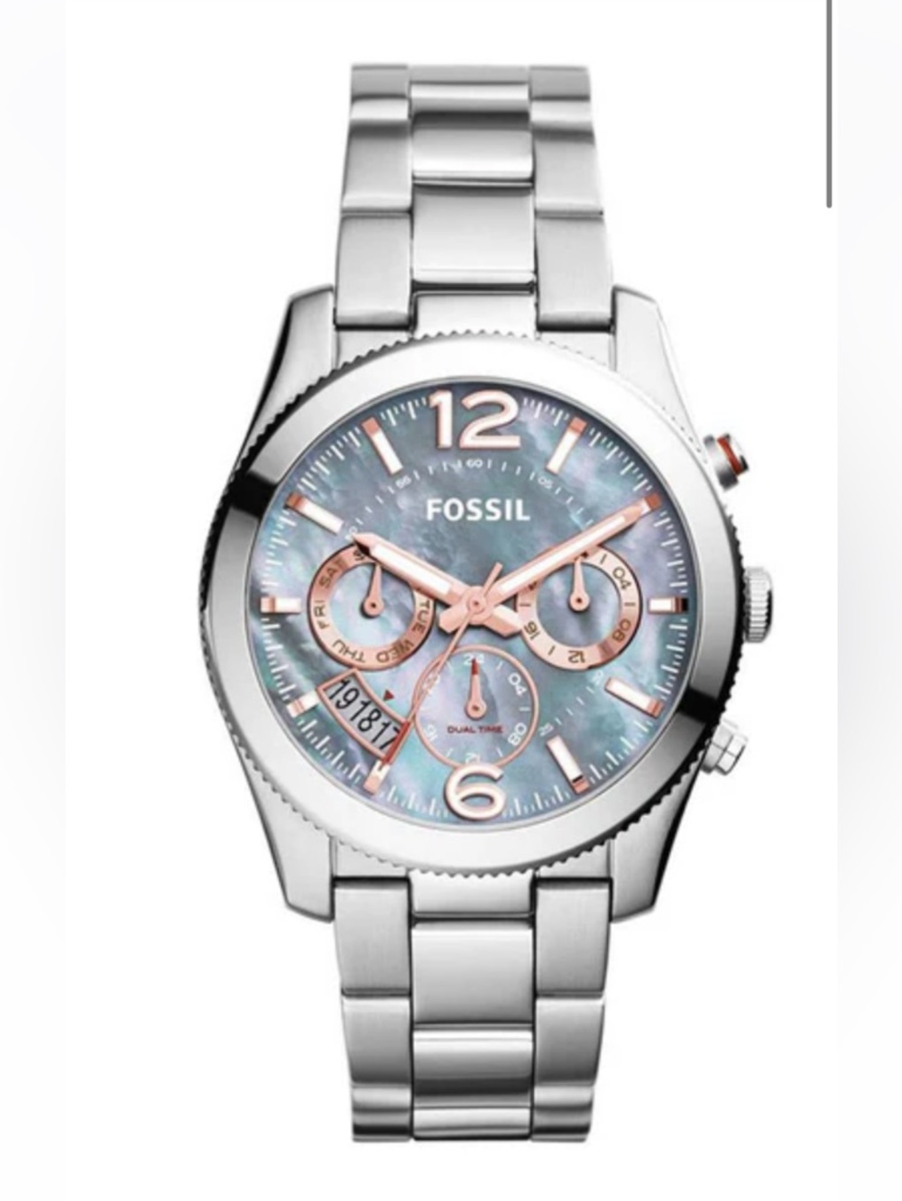 *NWOT* Fossil ES3880 Perfect Boyfriend Gray Mother Of Pearl Dial Women's Watch